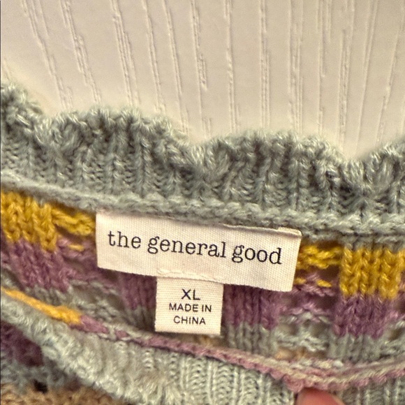 The General Good Sweater Vest Pullover Striped Pointelle Knit Sleeveless.Size XL - Picture 2 of 5